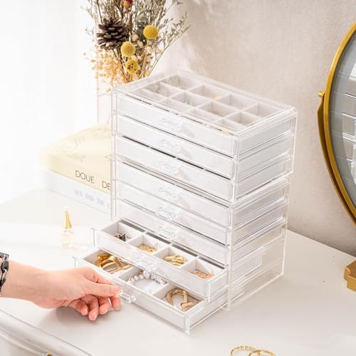 ProCase Earring Holder Organizer Jewelry Box with 8 Drawers, Warmwhite - Image 3