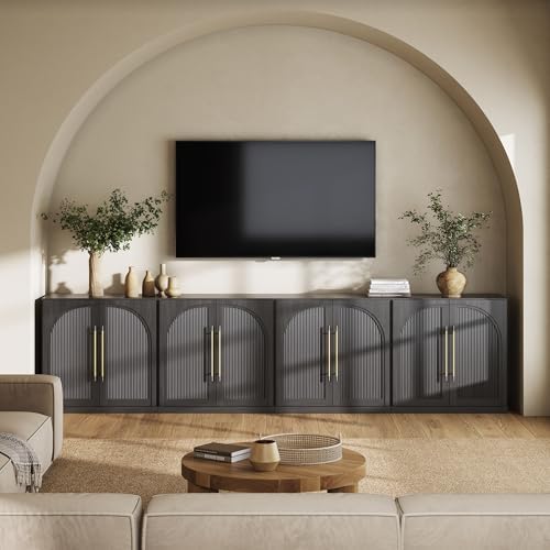 BELLEZE Set of 4 Jagger Sideboard Buffet Cabinet - Ebony by BELLEZE