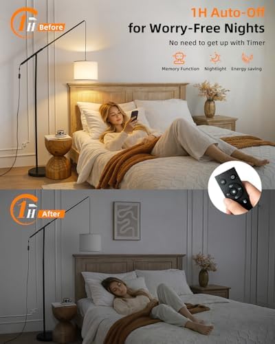Arc Floor Lamp with Remote Control, LED Reading Light for Living Room - Image 5