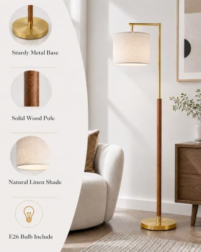 Real Wood Floor Lamps for Living Room, Mid Century Modern Arc Floor Lamp - Image 5