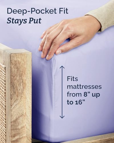 Full XL Sheets - 4 Piece Full XL Sheet Set - Cool & Breathable - Lavender - Image 4