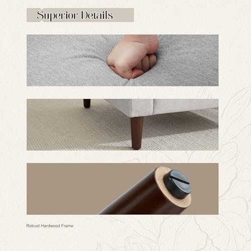 Weture Mid-Century Accent Chair,Modern Linen Fabric Armchair for Living Room,Comfy Upholstered Reading Accent Chairs for Bedroom,Single Sofa Chair with Wood Legs (Light Grey, 2 Pack) - Image 4