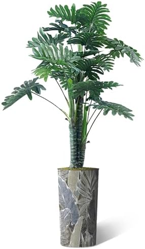 Artificial Tree in Modern Planter, Fake Philodendron Tree Silk Tree for Indoor and Outdoor Home Decoration - 70" Overall Tall (Plant Pot Plus Tree) - Image 2
