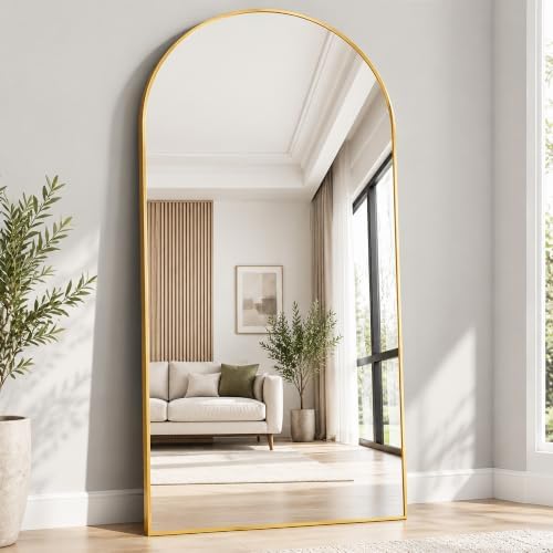 Full Length Mirror, 71''x30'' Arched Floor Body Mirror (Gold) by TinyTimes