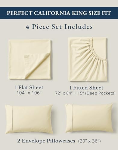 LANE LINEN California King Sheet Set 100% Organic Cotton 4pc Soft - Natural - Image 4
