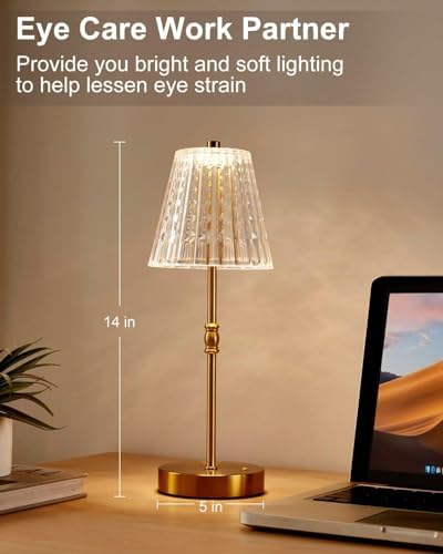 SAIWEYA Cordless Table Lamp Battery Operated Touch Dimming Crystal Lamp - Image 5