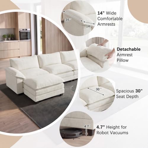 Homall 118.9" L Shaped Cloud Couch, Modular Sectional Sofa for Living Room - Image 4