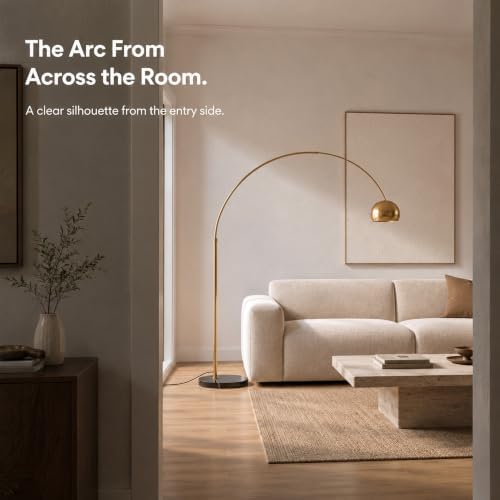 82IN Gold Arc Floor Lamp with Marble Base＆3 Color Temperatures - Image 4