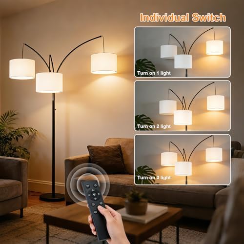 Floor Lamp with Remote, 3 Light Arc Floor Lamps for Living Room - Image 4