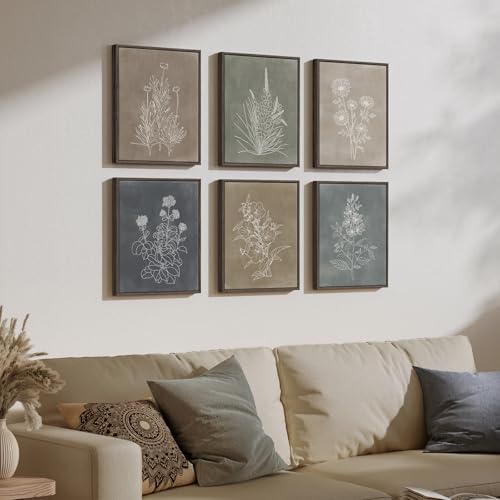Framed Neutral Vintage Botanical Wall Art Set for Living Room, 12x16 In - Image 2