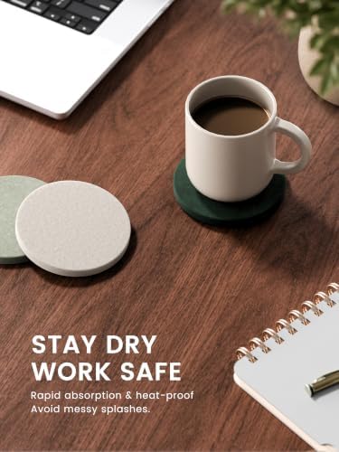 Fluxynara Felt Coasters with Holder, Set of 8 for Drinks, Nordic Moss - Image 4
