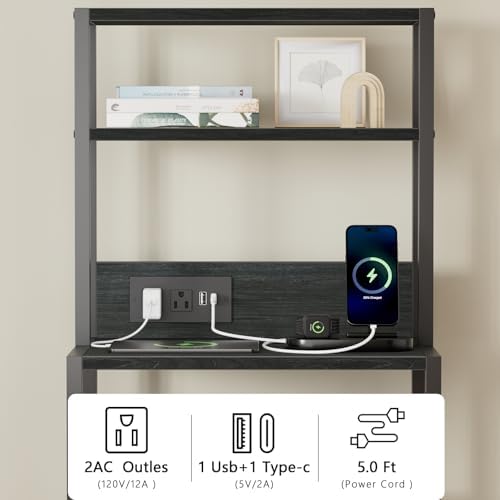 Furnulem Night Stand, Tall Nightstand with Charging Station for Bedroom - Image 5