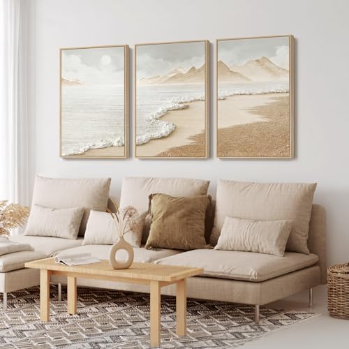 Large Framed Boho Abstract Beach Wall Art for Living Room, 24x36 Inch - Image 2
