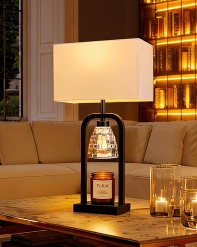 PoKat Electric Candle Warmer Lamps Gold, Lamp Candle Warmers with Timer Dimmer, Wax Light Warming Table Lamps Set of 2 for Jar Candles, Modern Bedside Lamp for Home Decor Living Room, Bulb Included - Image 6