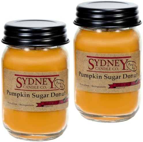 Soy Wax Fall Candles – Pumpkin Sugar Donut, Pack of 2 by Sydney+Candle+Co.