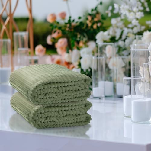 Buryeah 6 Pcs Flannel Blankets Bulk,Fall Outdoor Wedding, Sage Green - Image 6
