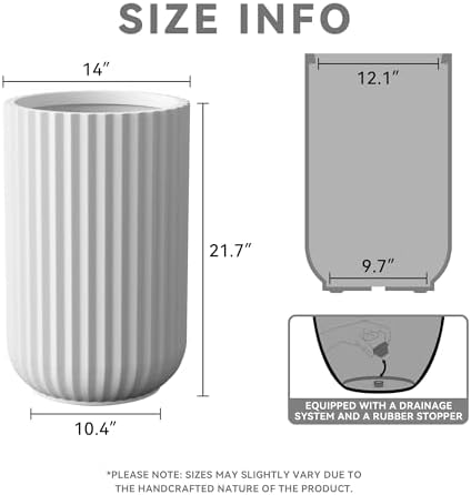 Kante Large Round Column White Concrete Planter 21.7" Tall, Outdoor - Image 2