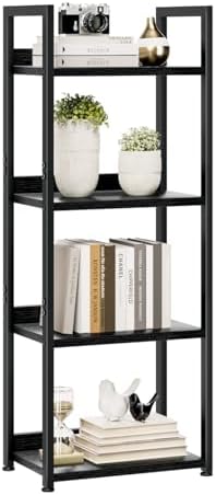 NUMENN Narrow Bookshelf, 4 Tier Freestanding Shelving Unit, Black by NUMENN