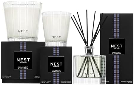 NEST New York Reed Diffuser, Cedar Leaf & Lavender - 5.9 fl oz - Fragrance for Up to 90 Days - Reusable, Refillable Glass Holder - Includes 8 All-Natural Reed Sticks - Flame Free - Image 5