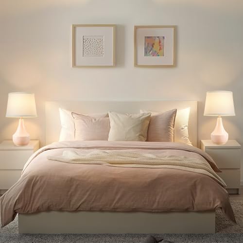 GyroVu 18" Table Lamp Set of 2, Ceramic Lamp Classic Beside Lamps Nightstand Lamp Modern Bedside Lamp for Living Room, Bedroom & Office Rocker Switch Pink-LED Bulbs Included - Image 5