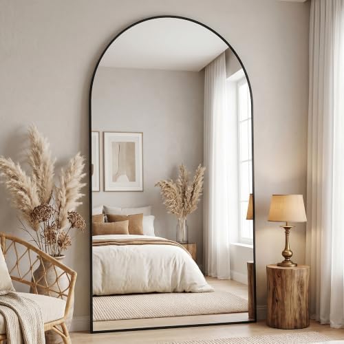86"x46" Arched Full Length Mirror, Large Floor Mirror, Black - Image 2