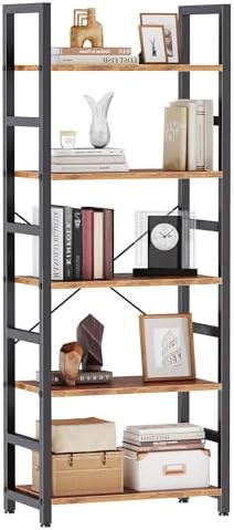 DUMOS 5-Tier Bookshelf, Modern Tall Bookcase Book Shelf by DumosLifestyle