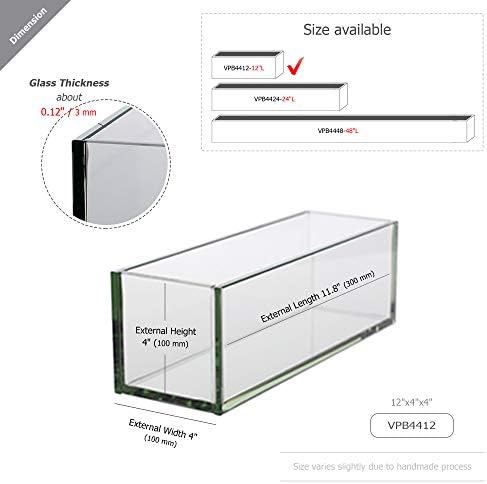 WGV Rectangle Plate Vase, Length 12", Width 4", Height 4", Glass Container, Floral Dispaly, Candy Holder, Planter Terrarium for Wedding Party Event, Home Office Décor, Clear, 1 Piece - Image 2
