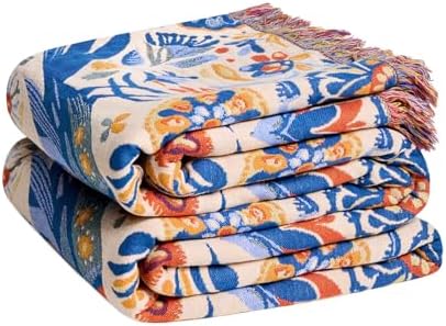 LUTBM Boho Throw Blanket for Couch 50"x60", Cotton Decorative Bed Throw by LUTBMFindYourFreeSpiritatHome