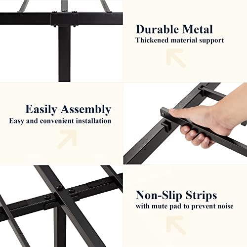 Allewie King Metal Bed Frame with Victorian Iron-Art Headboard, Black - Image 6