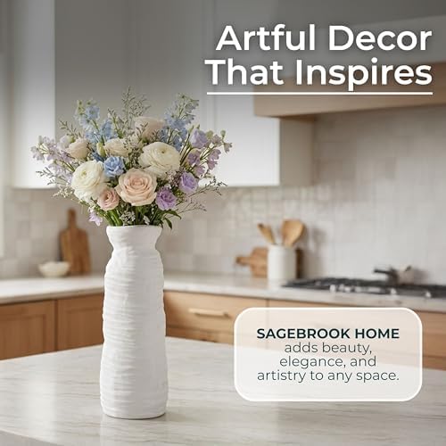 19" Horizontal Ribbed Matte Vase, Ivory - Image 6