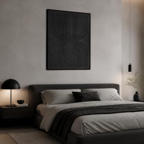 SAFERRYHOME Black Textured Carve Abstract Wall Art, 30"x40" Framed - Image 7