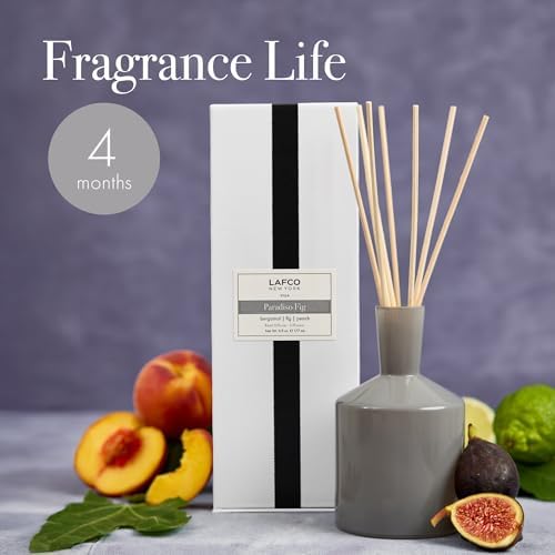 LAFCO New York Classic Reed Diffuser, Paradiso Fig - 6 oz - Up to 3 Months Fragrance Life - Reusable Glass Vessel - Natural Wood Reeds - Made in the USA - Image 4