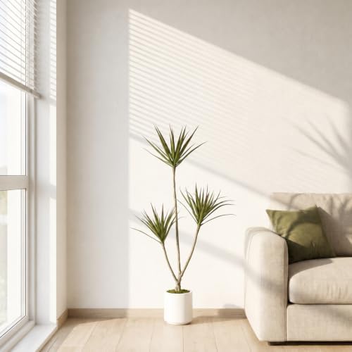 4ft Dracaena Marginata Artificial Plant, 3-Heads Faux Dragon Tree - Image 5