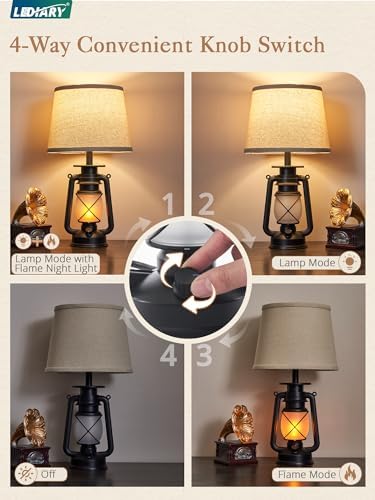 LEDIARY 18.72" Black LED Lantern Flickering Flame Table Lamps Set of 2 - Image 3