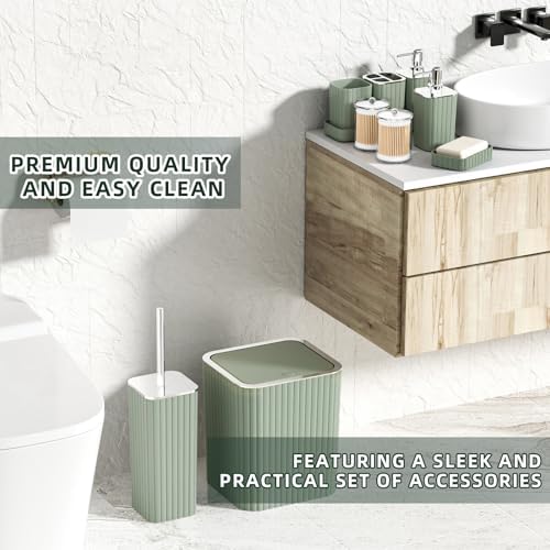 XLHOMO Bathroom Set - Bathroom Set with Shower Curtain and Rugs, Sage Green - Image 6