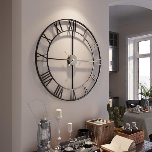 Cuspin 36 Inch Large Wall Clock for Living Room Decor, Black Roman Numeral by Cuspin