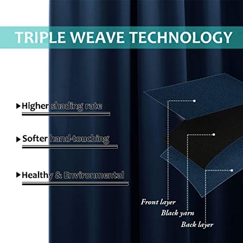 NICETOWN 100% Blackout Cold Blocking Curtain, Thermal Insulated & Energy Efficiency Window Draperies for Guest Room, Full Shading Panels for Shift Worker & Light Sleepers, Navy Blue, 70W x 84L, 2 PCs - Image 5