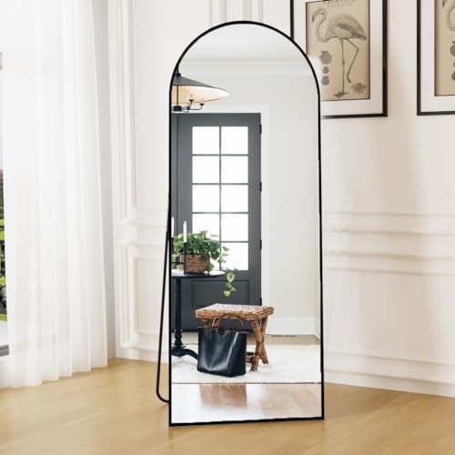 Dewfig Mirror Full Length, 64"X21" Arched Floor Mirror, Black - Image 2