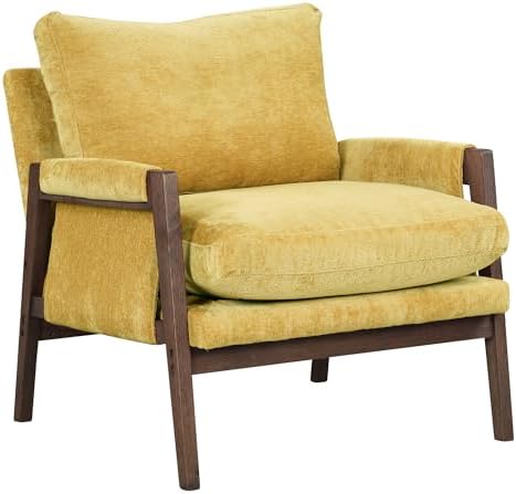 Roundhill Furniture Kelly Mid-Century Modern Accent Armchair, Yellow - Image 7