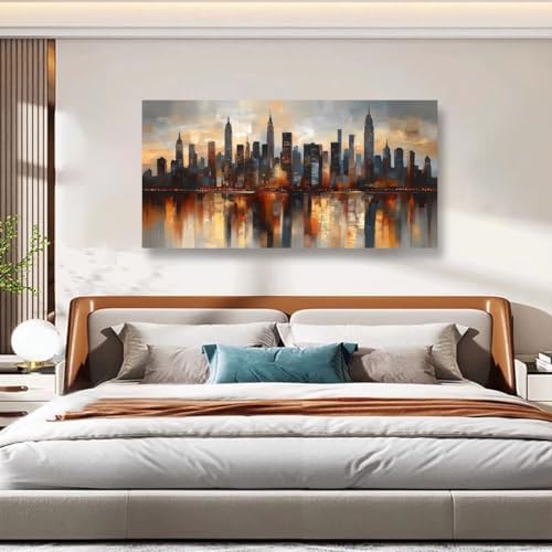 Abstraction Pictures Canvas Wall Art for Living room Office Bedroom Wall Decor,City night Scene Wall Art Print Paintings Modern Natural Landscape Artwork Waterproof Ready to Hang-20x40inch - Image 4