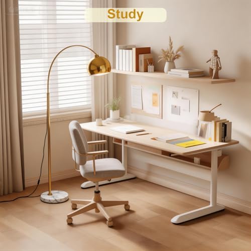 LightInTheBox Gold Modern Arc Floor Lamp, 70.9in Arc Floor Lamp with Inner Gold Metal Shade and White Marble Base, Arc Lamps Floor Standing with 5W Bulb, Over Couch Lamp for Living Room, Bedroom - Image 2