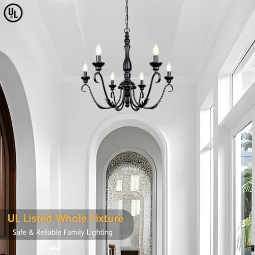 Modern Black Chandelier, 6-Light Farmhouse Dining Room Chandelier - Image 2