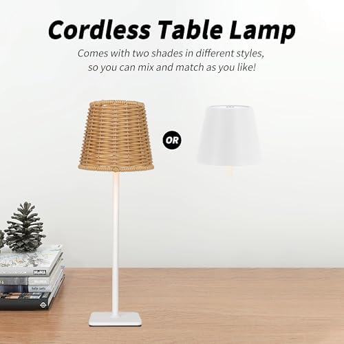 Mr. White Outdoor Waterproof Cordless Wireless Rechargeable Portable Top Touch Battery Operated Powered LED Table Lamp Desk Lamp Lights for Restaurant Kitchen Patio Dinner Dining (White) - Image 2