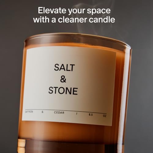Salt & Stone Coconut & Soy Blend Scented Candle, Saffron & Cedar 8.5 oz - Image 2