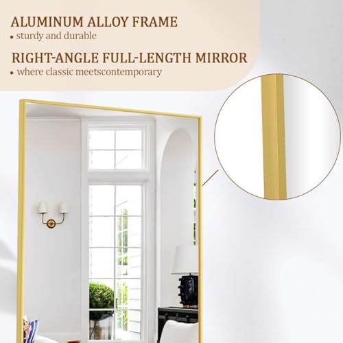 Koonmi 56"x21" Floor Mirror Full Length, Large Gold Mirror - Image 3