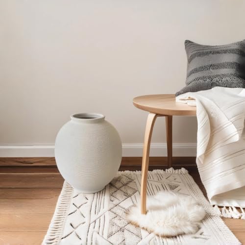 Extra Large White Ceramic Vase, 12.5" H Sandstone White - Image 6