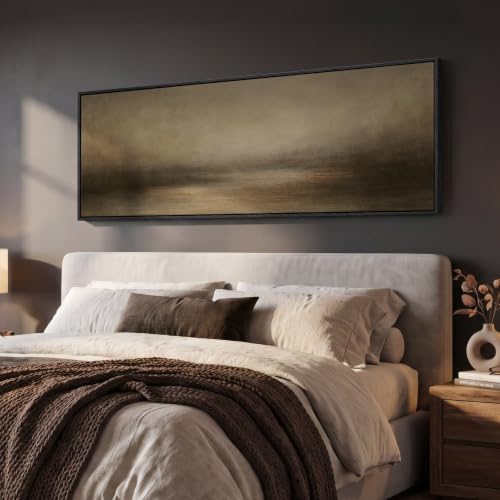 Large Framed Horizontal Abstract Landscape Wall Art for Living Room, 60x20 - Image 2