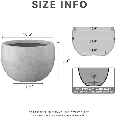 Kante Large Round Bowl Pale Gray Concrete Planter 20" Dia, Outdoor - Image 2