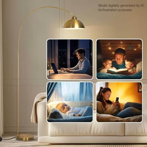 EOEYYOYB Floor Lamp with 3 Light Modes Adjustable– Modern Arc Standing Tall Lamp Dimmable Brightness, Perfect for Living Room, Bedroom, and Office, Gold - Image 4