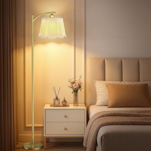 Karjoefar Thickened Gauze Shade Dimmable Arc Floor Lamps for Living Room by Karjoefar
